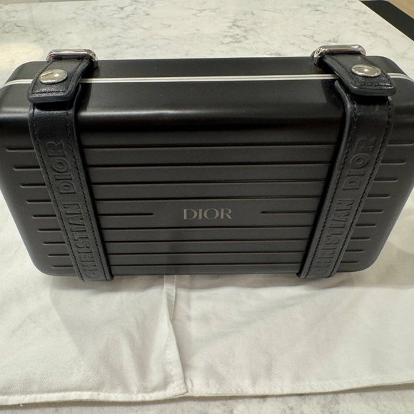 CHRISTIAN DIOR X RIMOWA Aluminum Personal Clutch On Strap Black - Picture 1 of 16